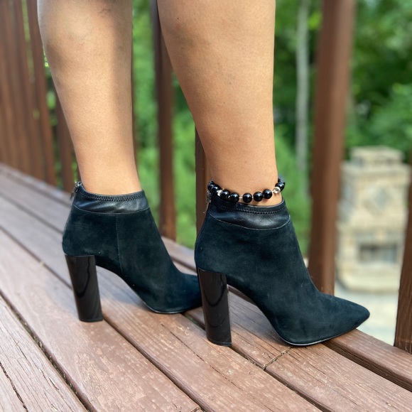 Saks Fifth Avenue Suede Claudine Black Booties Sz9 - Picture 7 of 8